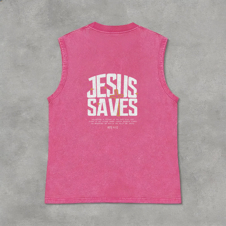 Christianartworkshop Glaubensvolles „Jesus rettet“ Unisex-Tanktop - Rosa - 2XL - image 0