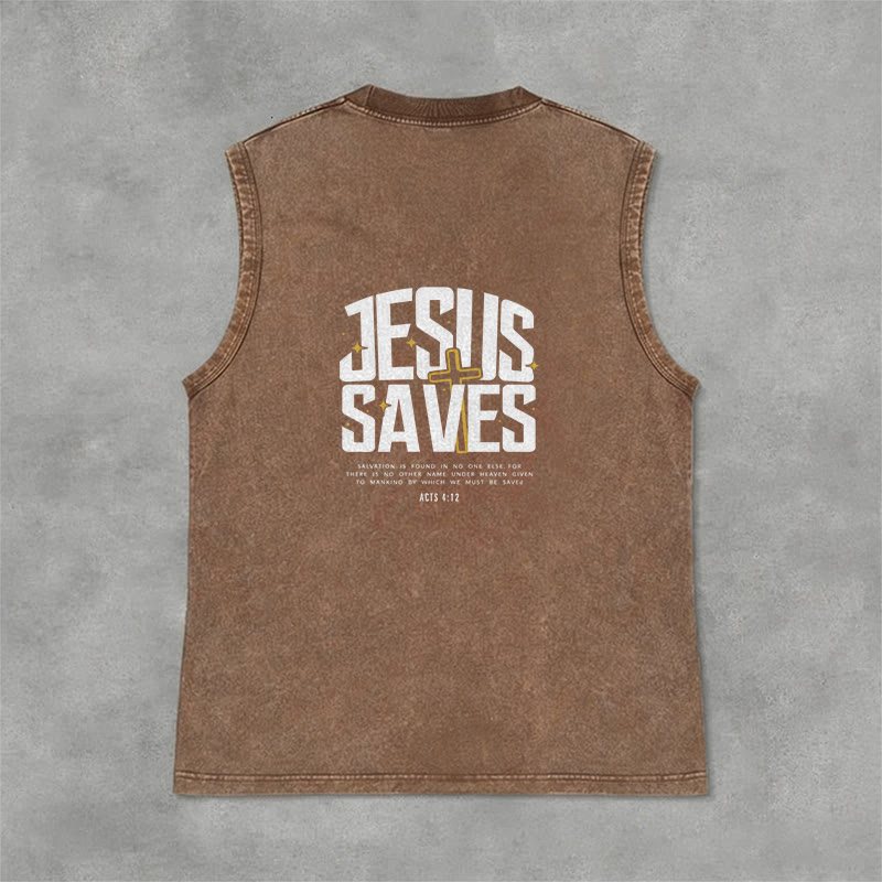 Christianartworkshop Glaubensvolles „Jesus rettet“ Unisex-Tanktop - Braun - 2XL - image 12