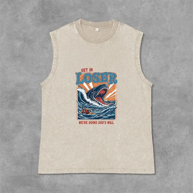 Christianartworkshop Steig ein, Verlierer! Wir tun Gottes Willen! Jonah Unisex-Tanktop (gewaschen) - Beige - 2XL - image 0