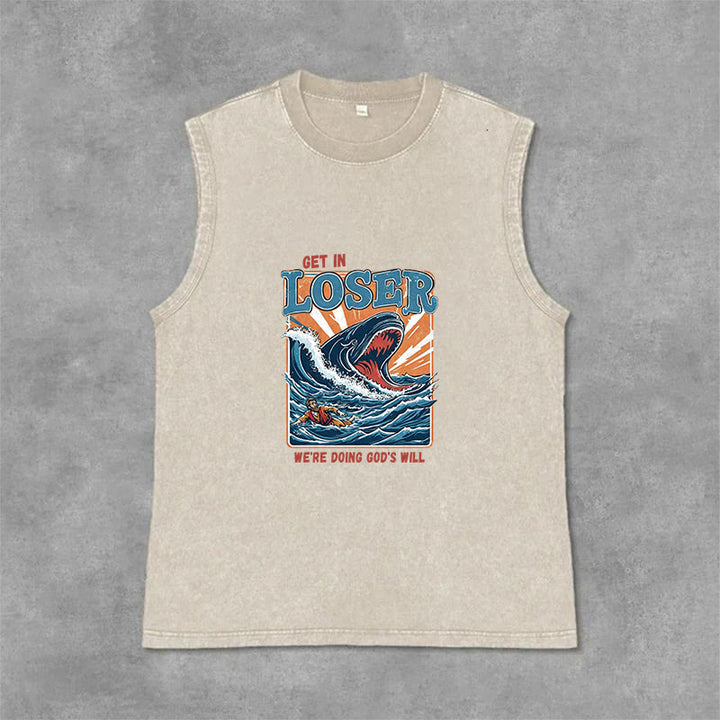 Christianartworkshop Steig ein, Verlierer! Wir tun Gottes Willen! Jonah Unisex-Tanktop (gewaschen) - Beige - 2XL - image 0