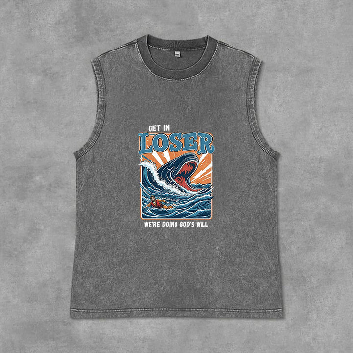 Christianartworkshop Steig ein, Verlierer! Wir tun Gottes Willen! Jonah Unisex-Tanktop (gewaschen) - Grau - 2XL - image 12