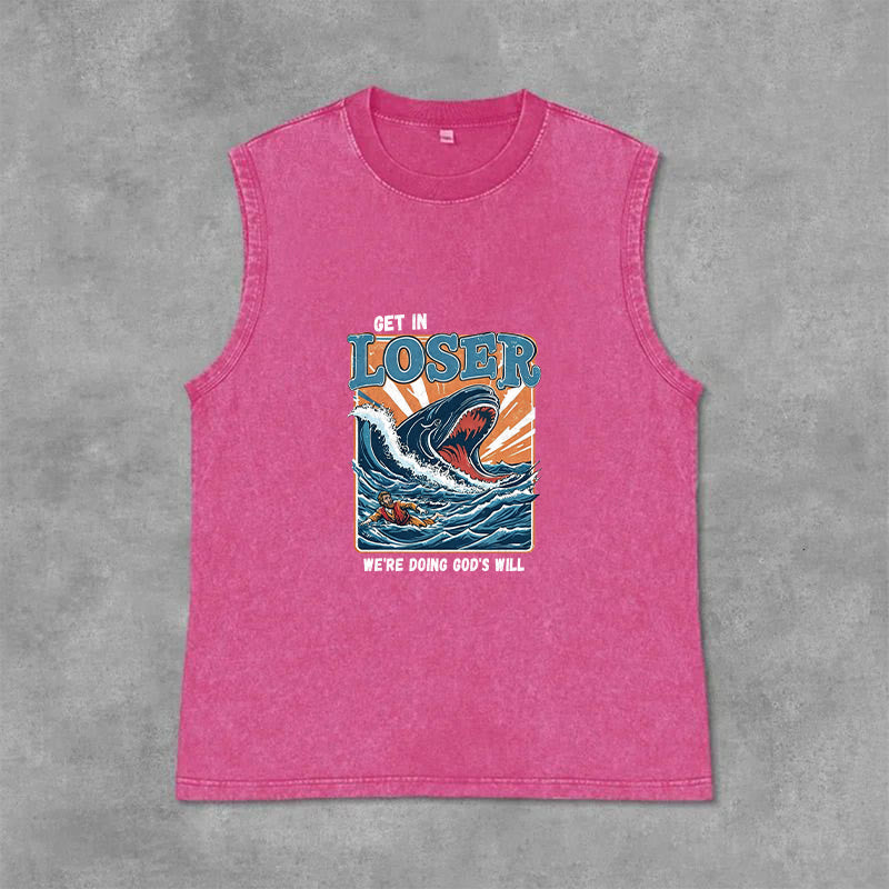 Christianartworkshop Steig ein, Verlierer! Wir tun Gottes Willen! Jonah Unisex-Tanktop (gewaschen) - Rosa - 2XL - image 6