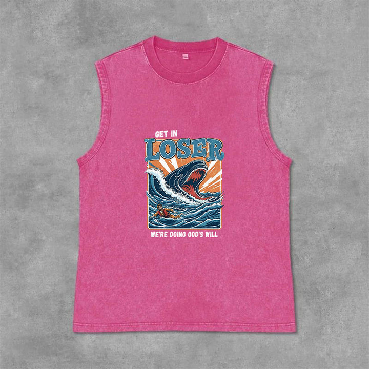 Christianartworkshop Steig ein, Verlierer! Wir tun Gottes Willen! Jonah Unisex-Tanktop (gewaschen) - Rosa - 2XL - image 6