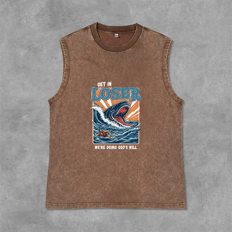 Christianartworkshop Steig ein, Verlierer! Wir tun Gottes Willen! Jonah Unisex-Tanktop (gewaschen) - Braun - 2XL - image 9