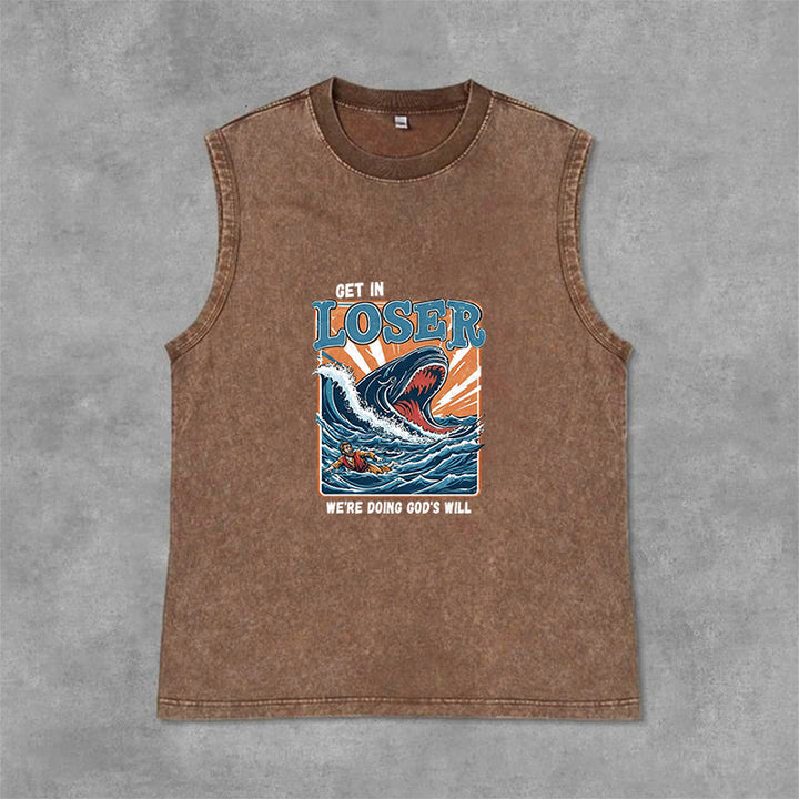 Christianartworkshop Steig ein, Verlierer! Wir tun Gottes Willen! Jonah Unisex-Tanktop (gewaschen) - Braun - 2XL - image 9