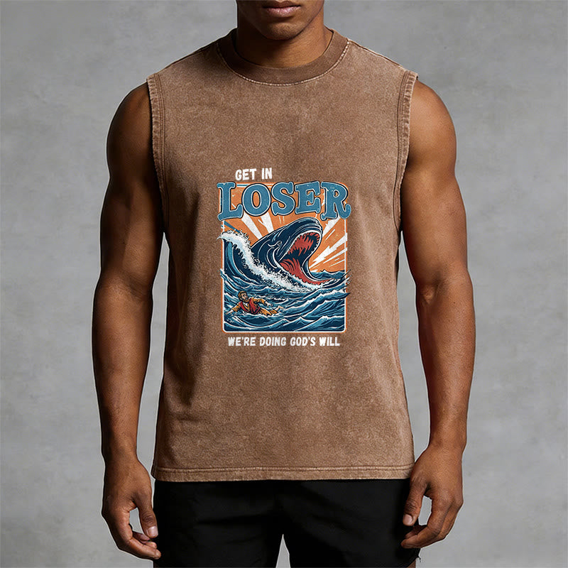 Christianartworkshop Steig ein, Verlierer! Wir tun Gottes Willen! Jonah Unisex-Tanktop (gewaschen) - image 10