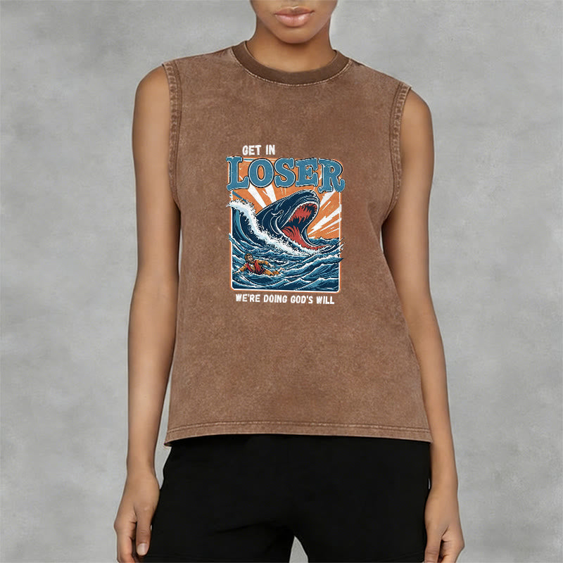 Christianartworkshop Steig ein, Verlierer! Wir tun Gottes Willen! Jonah Unisex-Tanktop (gewaschen) - image 11