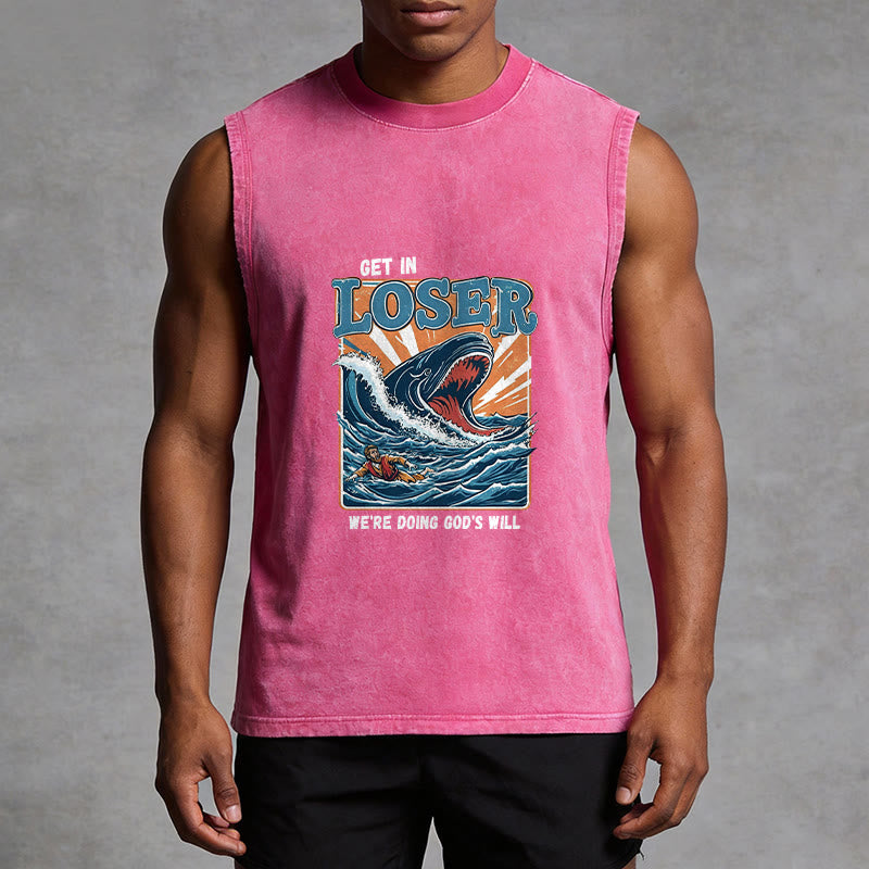 Christianartworkshop Steig ein, Verlierer! Wir tun Gottes Willen! Jonah Unisex-Tanktop (gewaschen) - image 7