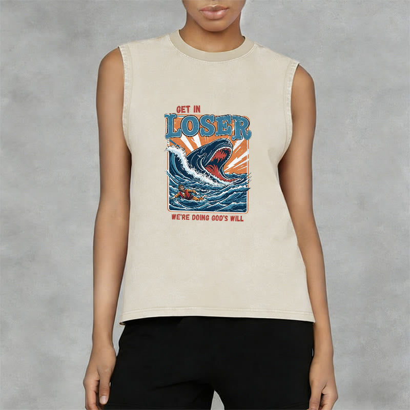 Christianartworkshop Steig ein, Verlierer! Wir tun Gottes Willen! Jonah Unisex-Tanktop (gewaschen) - image 2