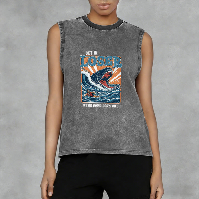 Christianartworkshop Steig ein, Verlierer! Wir tun Gottes Willen! Jonah Unisex-Tanktop (gewaschen) - image 14