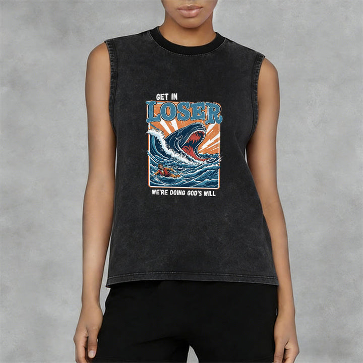 Christianartworkshop Steig ein, Verlierer! Wir tun Gottes Willen. Jonah Unisex-Tanktop (gewaschen) - image 5