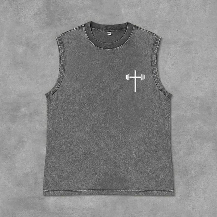 Christianartworkshop Philippians 4:13 Hantelkreuz Unisex-Tanktop (gewaschen) - image 6