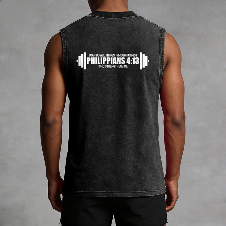 Christianartworkshop Philippians 4:13 Hantelkreuz Unisex-Tanktop (gewaschen) - image 8