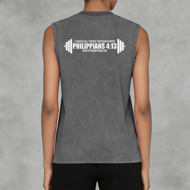 Christianartworkshop Philippians 4:13 Hantelkreuz Unisex-Tanktop (gewaschen) - image 3