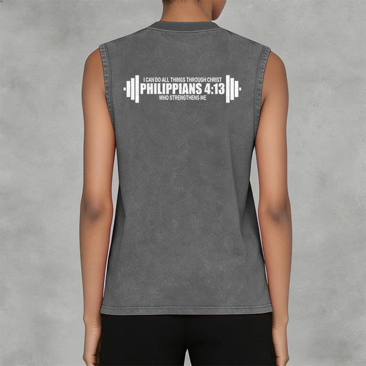 Christianartworkshop Philippians 4:13 Hantelkreuz Unisex-Tanktop (gewaschen) - image 3