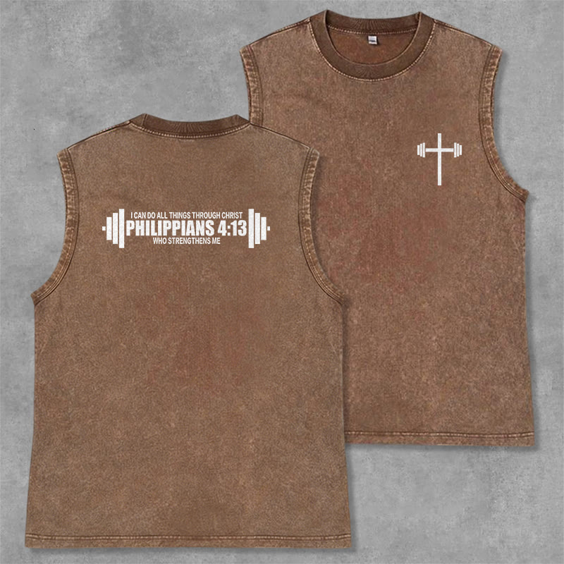Christianartworkshop Philippians 4:13 Hantelkreuz Unisex-Tanktop (gewaschen) - Braun - 2XL - image 21
