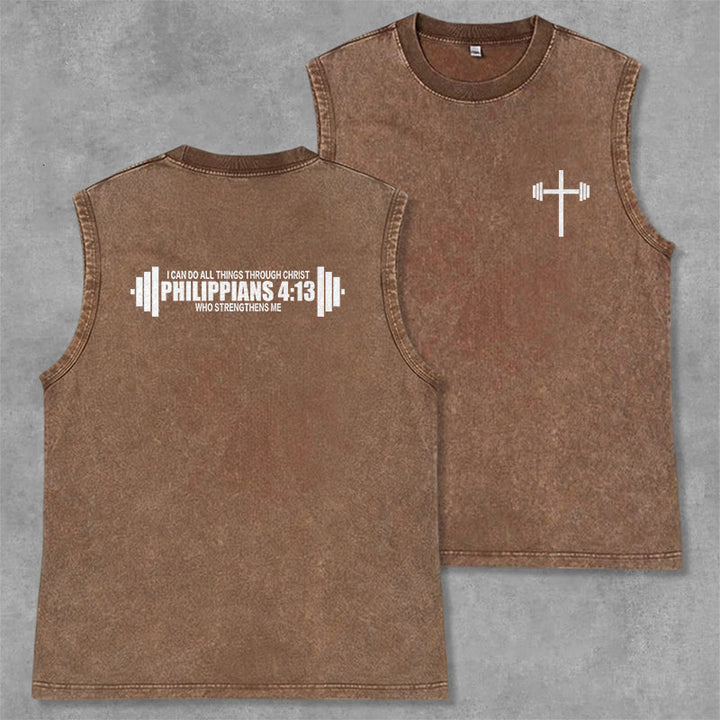 Christianartworkshop Philippians 4:13 Hantelkreuz Unisex-Tanktop (gewaschen) - Braun - 2XL - image 21