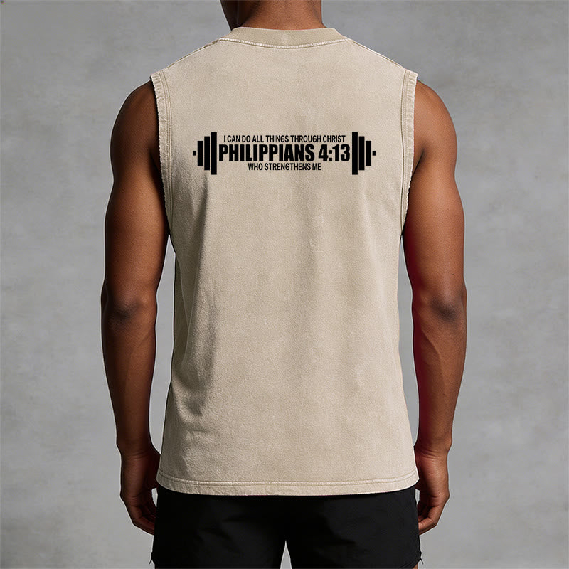 Christianartworkshop Philippians 4:13 Hantelkreuz Unisex-Tanktop (gewaschen) - image 15