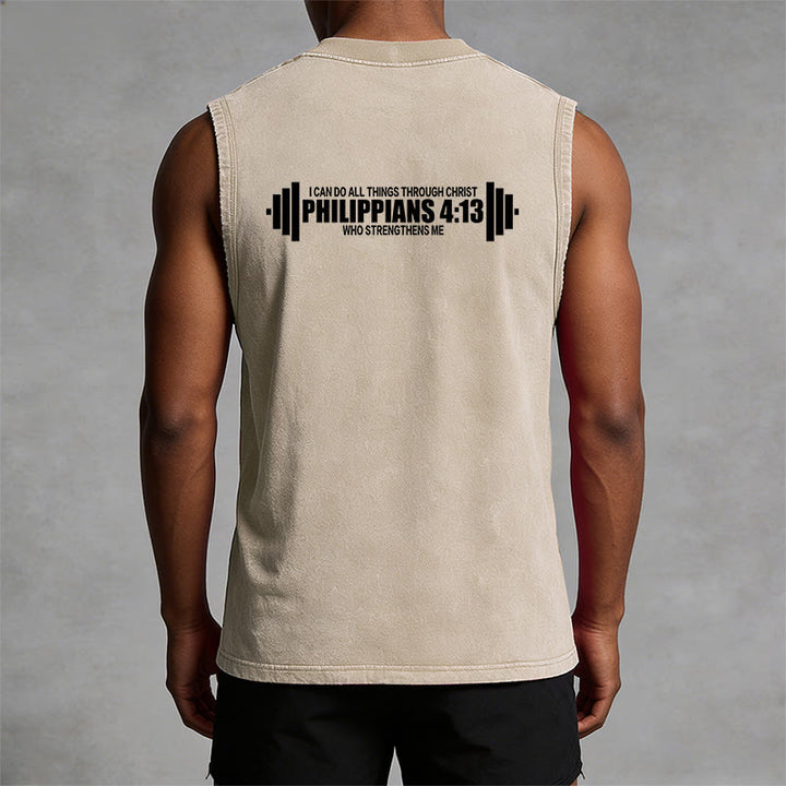 Christianartworkshop Philippians 4:13 Hantelkreuz Unisex-Tanktop (gewaschen) - image 15