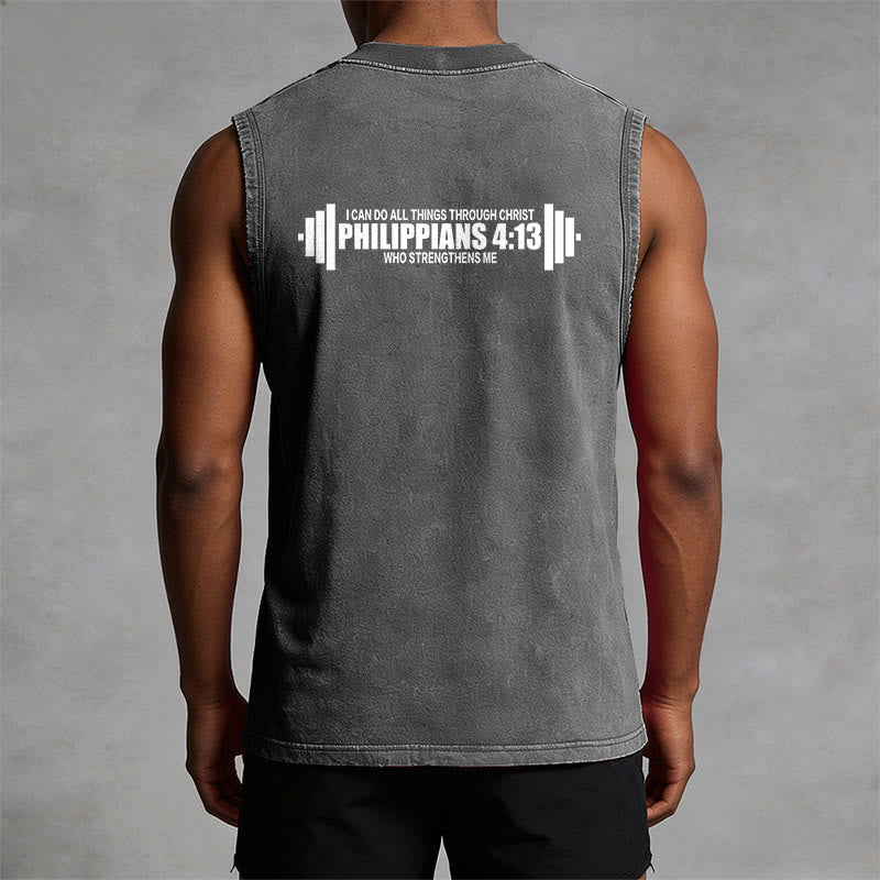 Christianartworkshop Philippians 4:13 Hantelkreuz Unisex-Tanktop (gewaschen) - image 1
