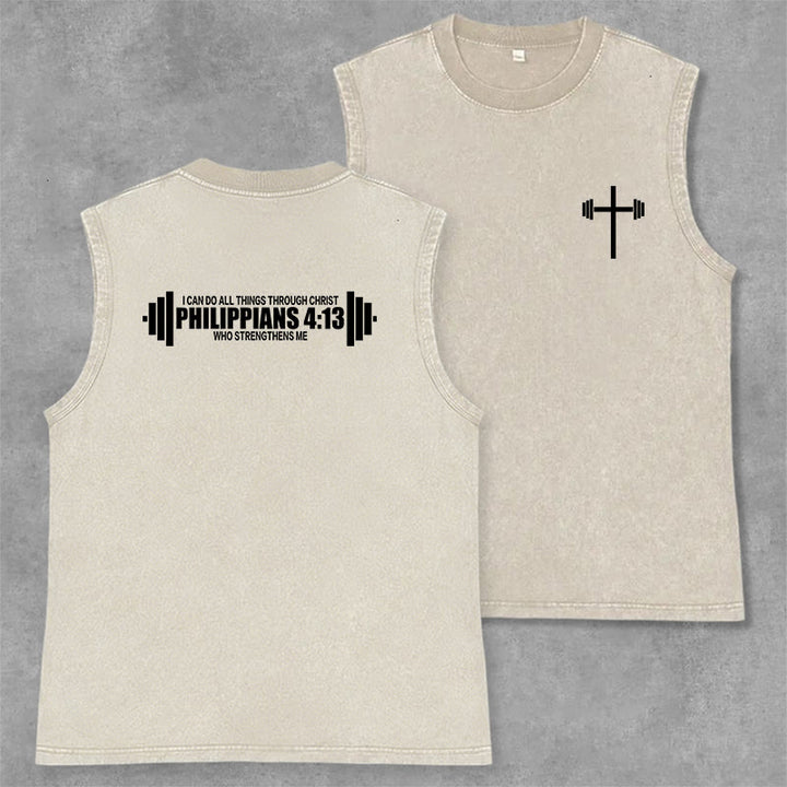 Christianartworkshop Philippians 4:13 Hantelkreuz Unisex-Tanktop (gewaschen) - Beige - 2XL - image 14