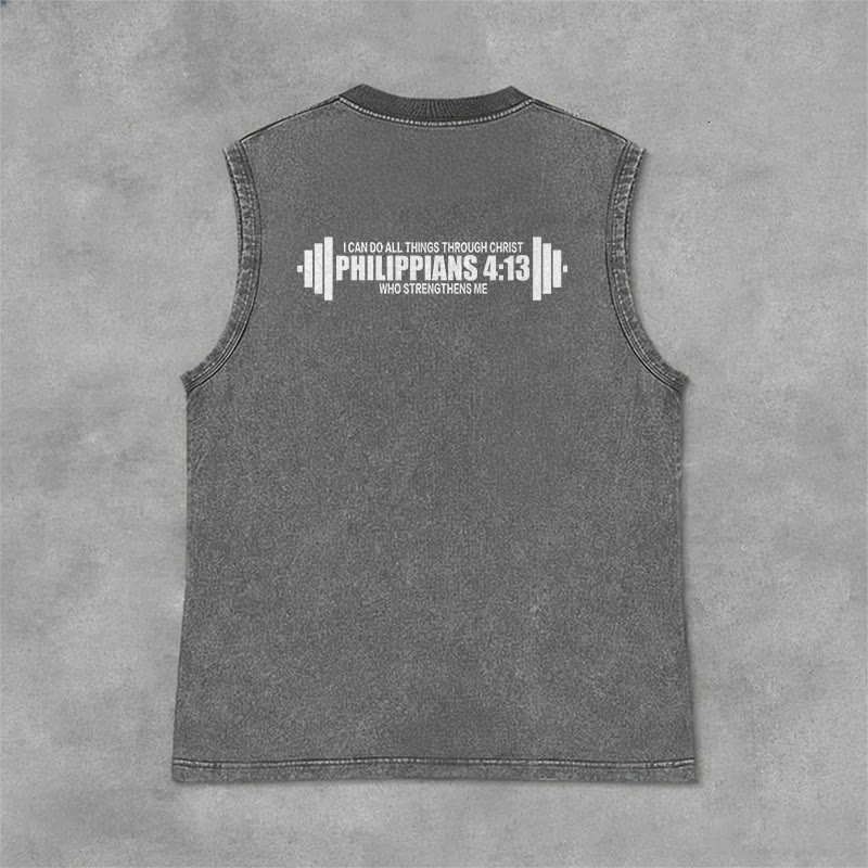 Christianartworkshop Philippians 4:13 Hantelkreuz Unisex-Tanktop (gewaschen) - image 5