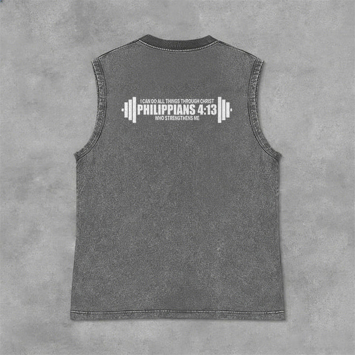 Christianartworkshop Philippians 4:13 Hantelkreuz Unisex-Tanktop (gewaschen) - image 5
