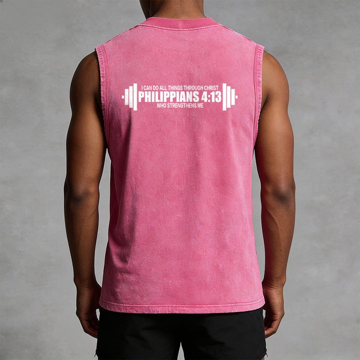 Christianartworkshop Philippians 4:13 Hantelkreuz Unisex-Tanktop (gewaschen) - image 29