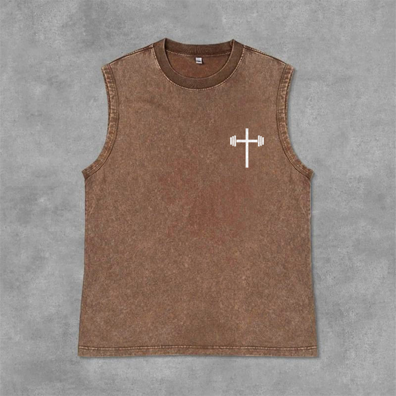 Christianartworkshop Philippians 4:13 Hantelkreuz Unisex-Tanktop (gewaschen) - image 27