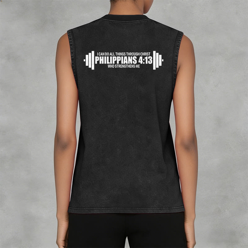 Christianartworkshop Philippians 4:13 Hantelkreuz Unisex-Tanktop (gewaschen) - image 10