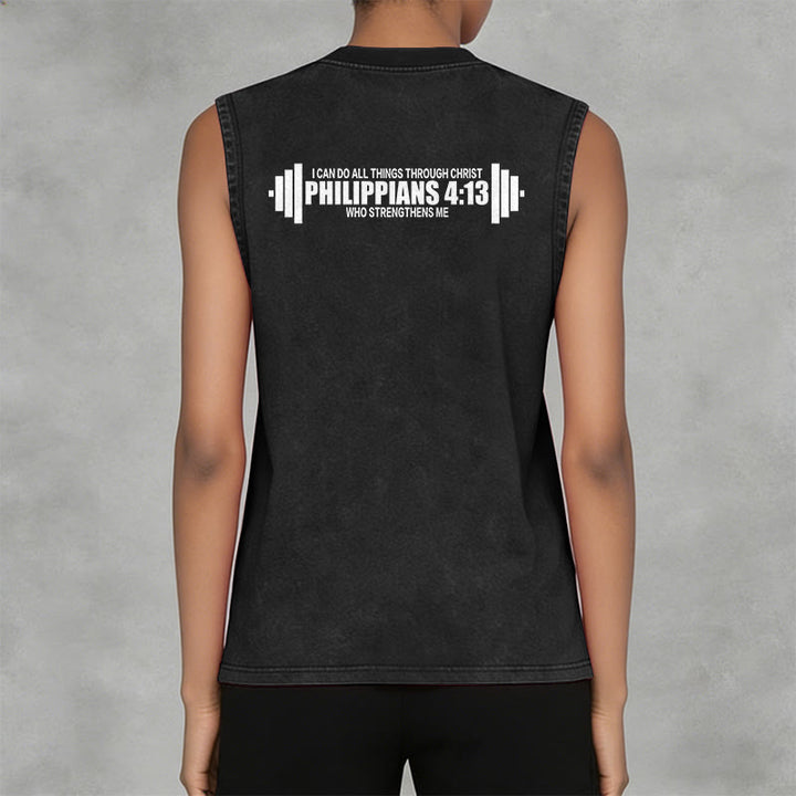 Christianartworkshop Philippians 4:13 Hantelkreuz Unisex-Tanktop (gewaschen) - image 10