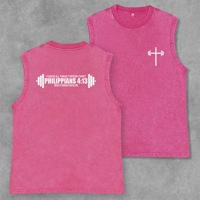 Christianartworkshop Philippians 4:13 Hantelkreuz Unisex-Tanktop (gewaschen) - Rosa - 2XL - image 28