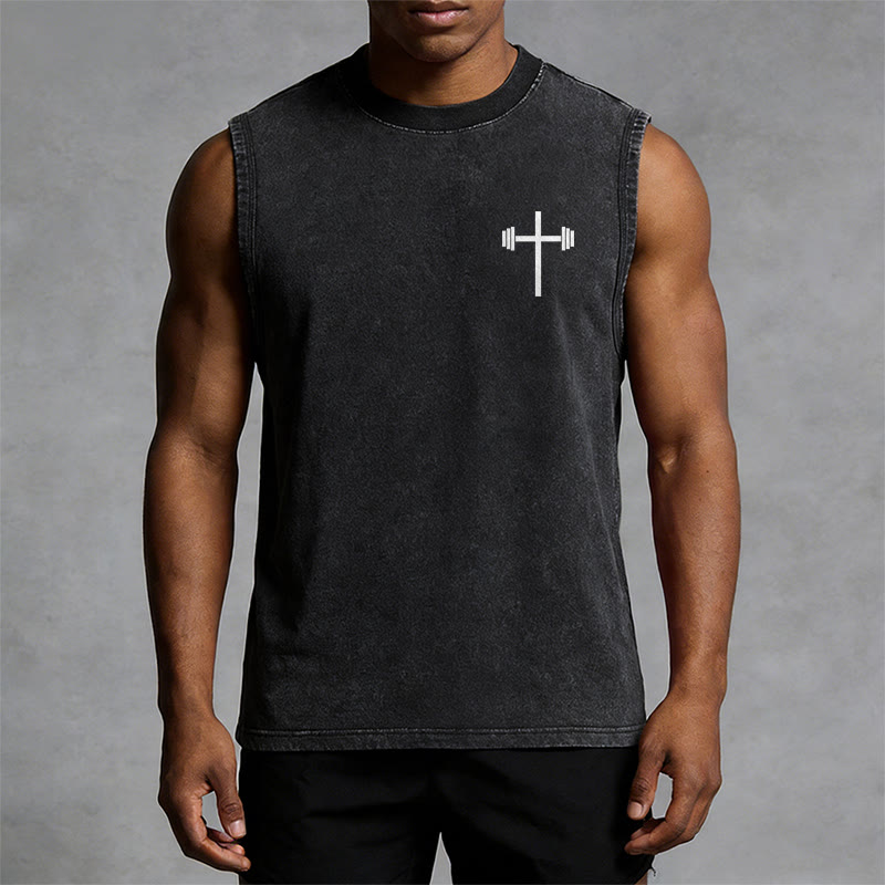 Christianartworkshop Philippians 4:13 Hantelkreuz Unisex-Tanktop (gewaschen) - image 9