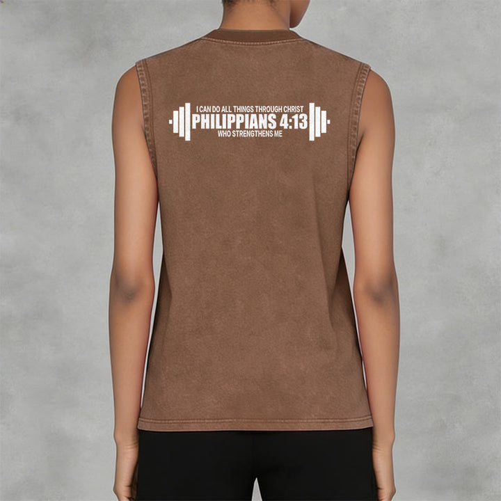 Christianartworkshop Philippians 4:13 Hantelkreuz Unisex-Tanktop (gewaschen) - image 24