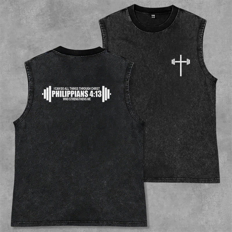 Christianartworkshop Philippians 4:13 Hantelkreuz Unisex-Tanktop (gewaschen) - Schwarz - 2XL - image 7