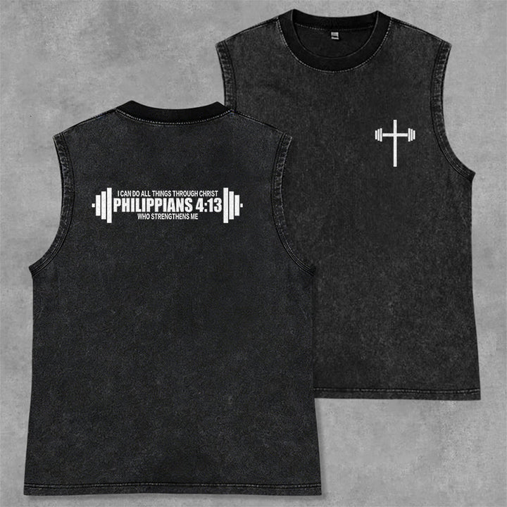 Christianartworkshop Philippians 4:13 Hantelkreuz Unisex-Tanktop (gewaschen) - Schwarz - 2XL - image 7
