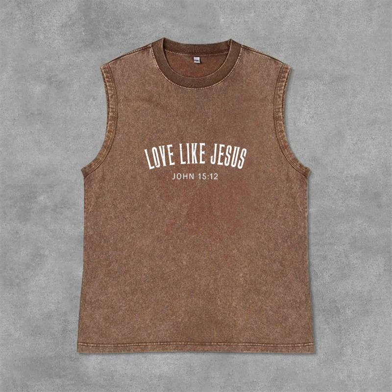 Christianartworkshop „Liebe wie Jesus“ Johannes 15,12 Unisex-Tanktop (vorgewaschen) - Braun - 2XL - image 12