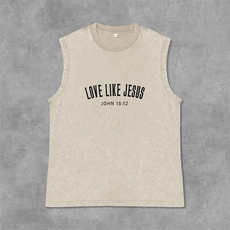 Christianartworkshop „Liebe wie Jesus“ Johannes 15,12 Unisex-Tanktop (vorgewaschen) - Beige - 2XL - image 3