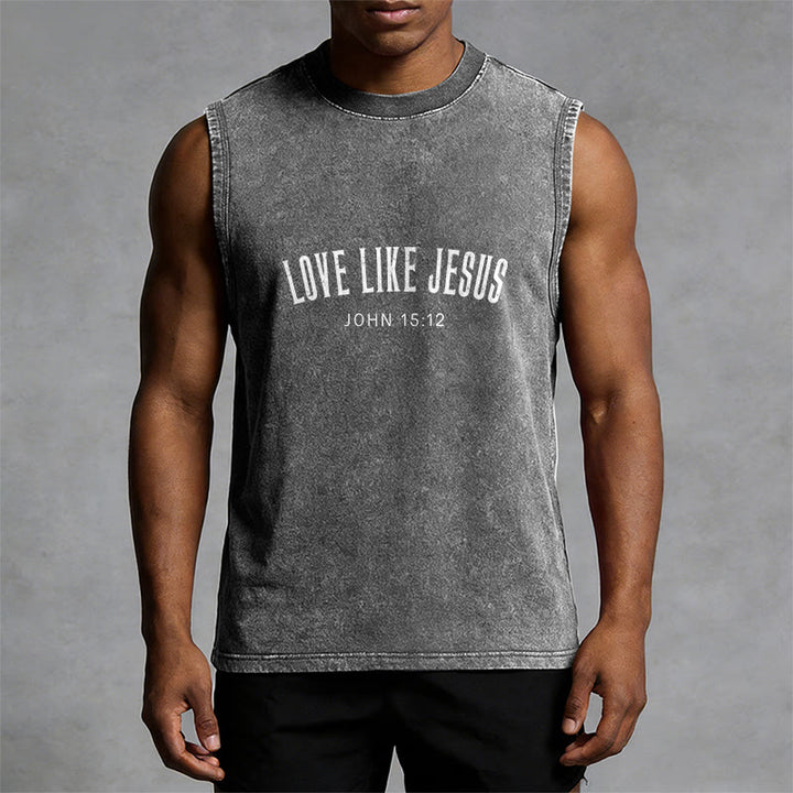 Christianartworkshop „Liebe wie Jesus“ Johannes 15,12 Unisex-Tanktop (vorgewaschen) - image 1