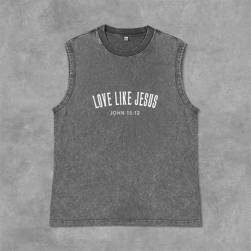 Christianartworkshop „Liebe wie Jesus“ Johannes 15,12 Unisex-Tanktop (vorgewaschen) - Grau - 2XL - image 0