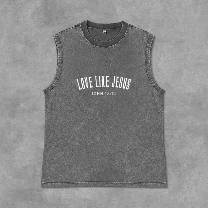 Christianartworkshop „Liebe wie Jesus“ Johannes 15,12 Unisex-Tanktop (vorgewaschen) - Grau - 2XL - image 0