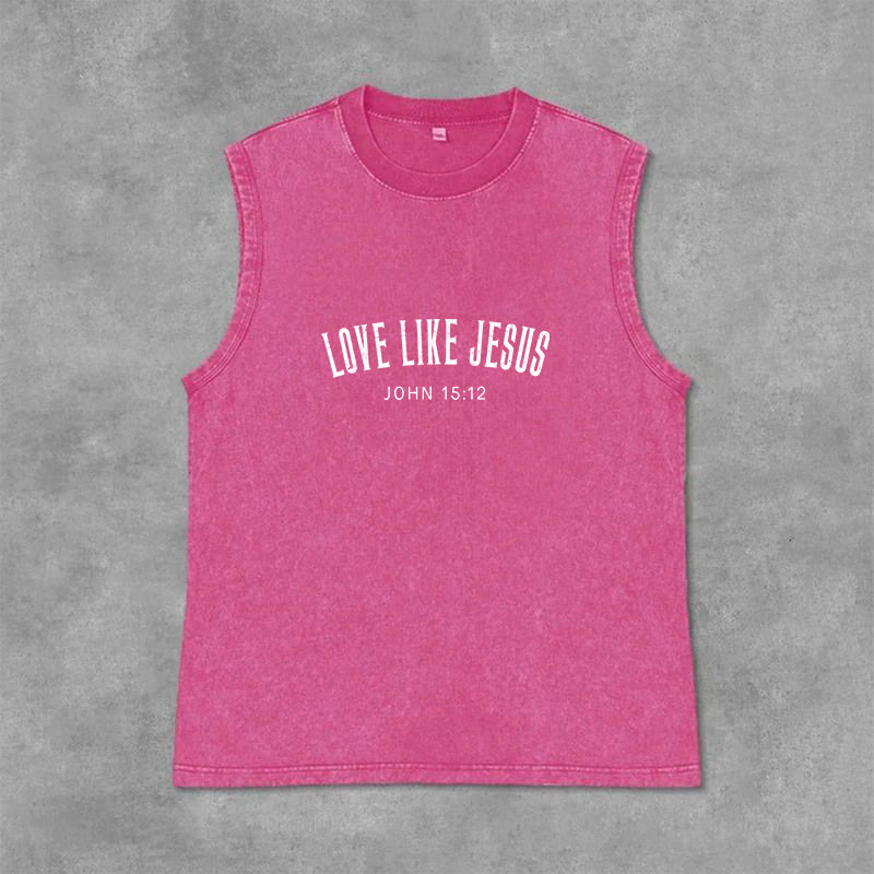 Christianartworkshop „Liebe wie Jesus“ Johannes 15,12 Unisex-Tanktop (vorgewaschen) - Rosa - 2XL - image 9