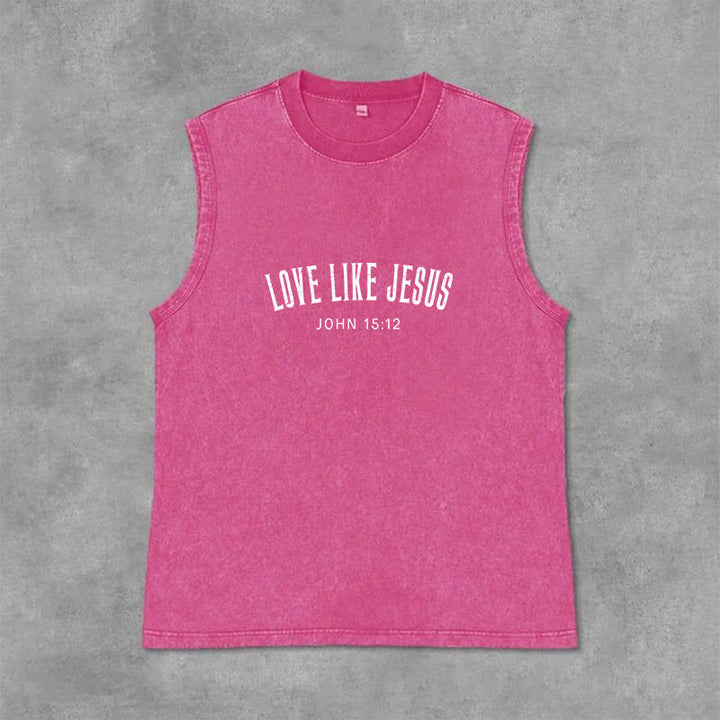 Christianartworkshop „Liebe wie Jesus“ Johannes 15,12 Unisex-Tanktop (vorgewaschen) - Rosa - 2XL - image 9