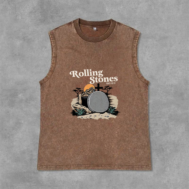 Christianartworkshop „He Is Risen“ Rolling Stones Unisex-Tanktop (gewaschen) - Braun - 2XL - image 6
