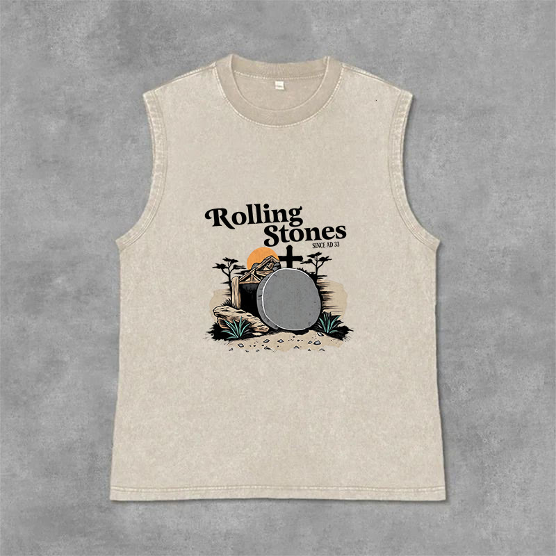 Christianartworkshop „He Is Risen“ Rolling Stones Unisex-Tanktop (gewaschen) - Beige - 2XL - image 3
