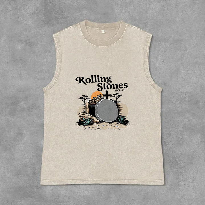Christianartworkshop „He Is Risen“ Rolling Stones Unisex-Tanktop (gewaschen) - Beige - 2XL - image 3