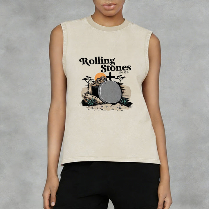Christianartworkshop „He Is Risen“ Rolling Stones Unisex-Tanktop (gewaschen) - image 5