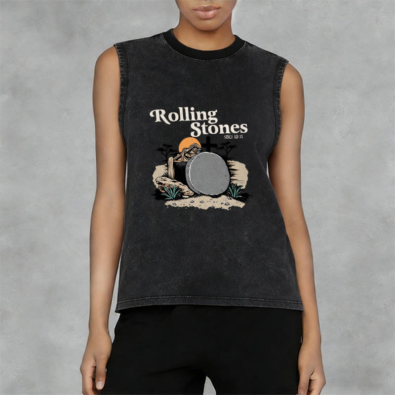 Christianartworkshop „He Is Risen“ Rolling Stones Unisex-Tanktop (gewaschen) - image 2