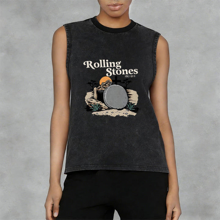 Christianartworkshop „He Is Risen“ Rolling Stones Unisex-Tanktop (gewaschen) - image 2