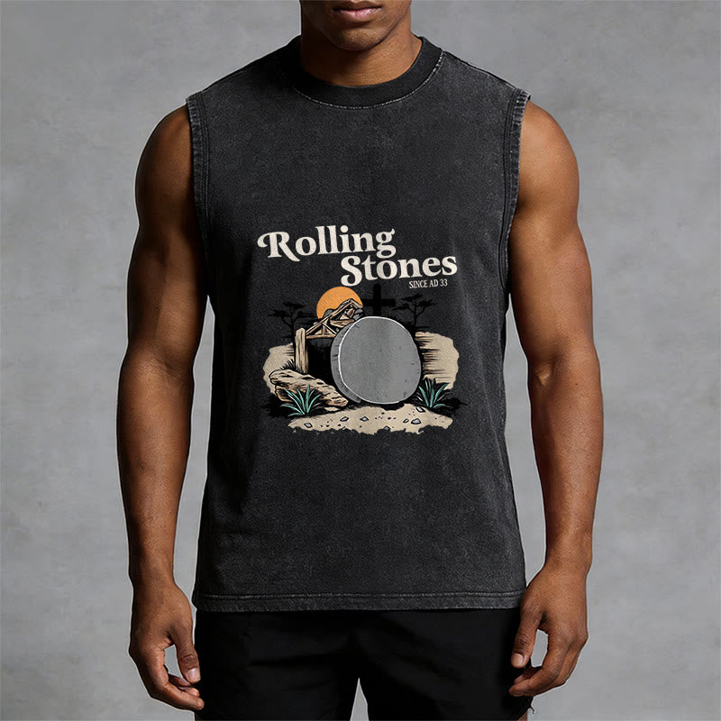 Christianartworkshop „He Is Risen“ Rolling Stones Unisex-Tanktop (gewaschen) - image 1